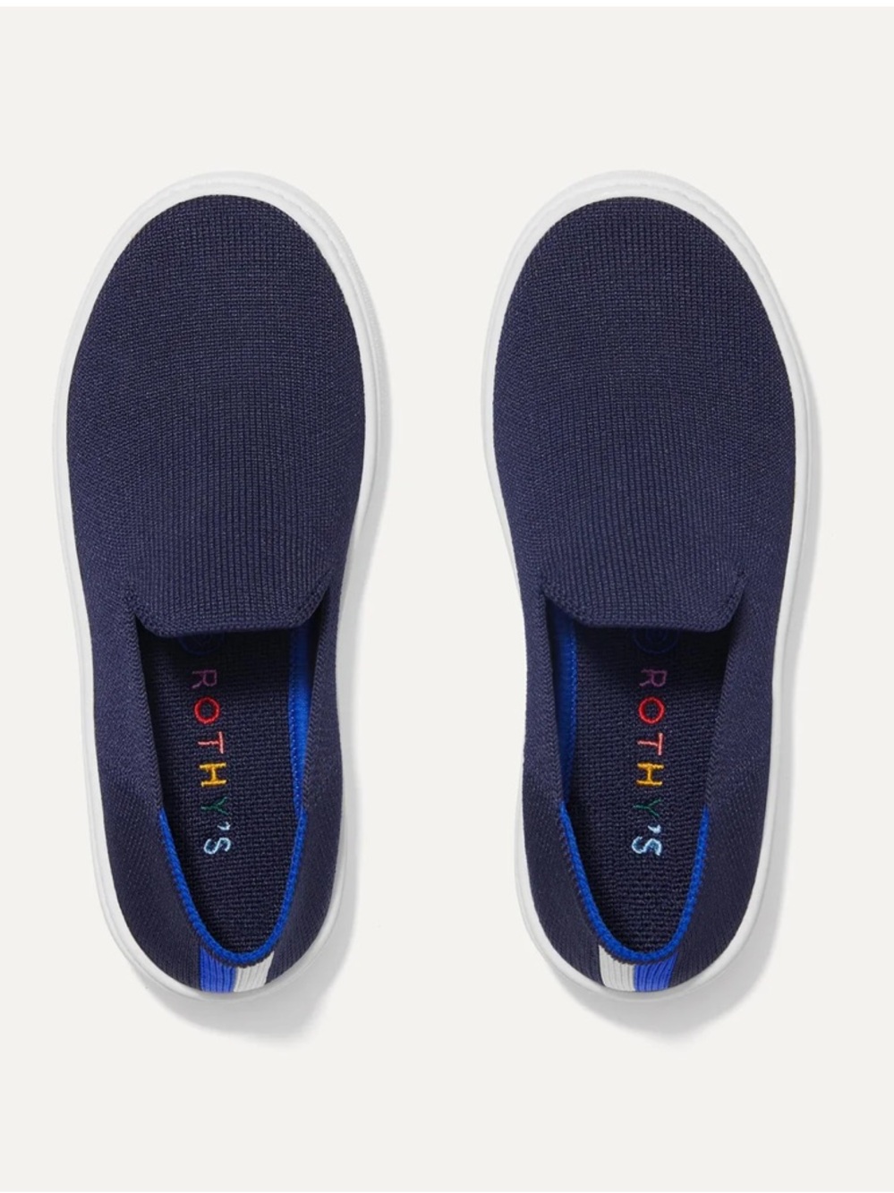 Rothy's Deep Navy Slip-On Knit Sneakers with White Sole